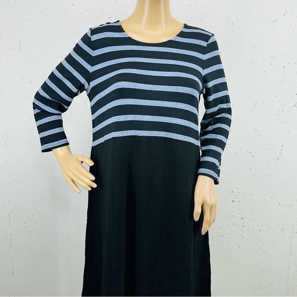 J. Jill Small Wearever Collection Black & Blue Striped Dress - Picture 1 of 14